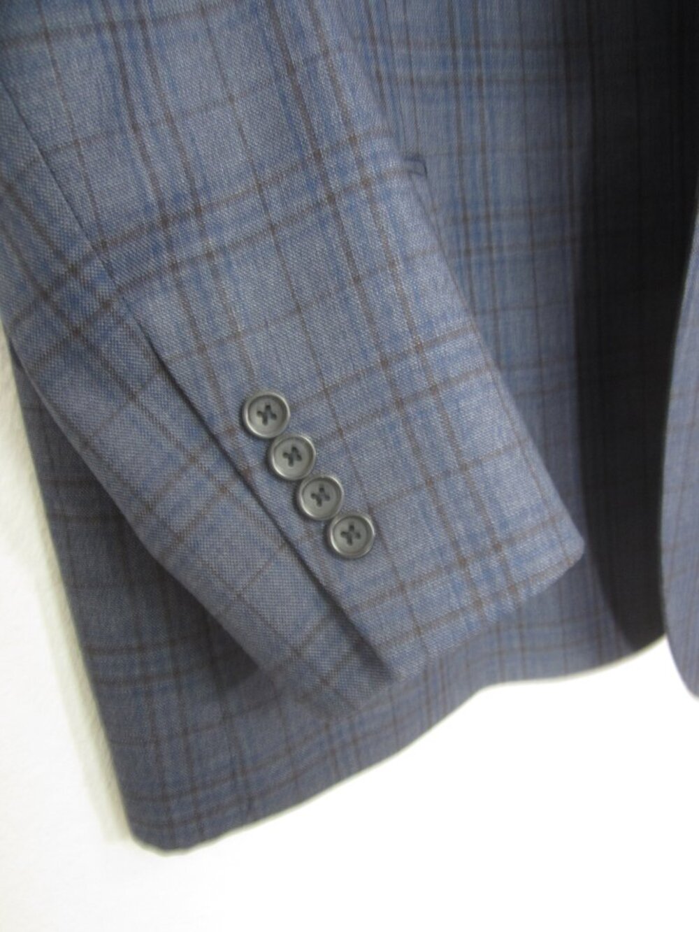 Pronto Uomo Size 52R Windowpane Plaid Blue Gray Sport Coat 100% Wool EUC - Picture 5 of 11